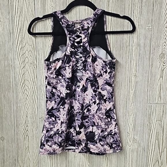 GAIAM Strappy Back Bra Tank Athletic Top, Purple Abstract Women's XS - Picture 4 of 7